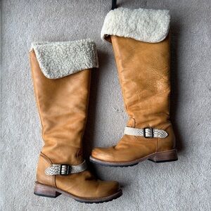 Freebird by Steven OG Denmark OTK Brown Leather Shearling Riding Boots 9